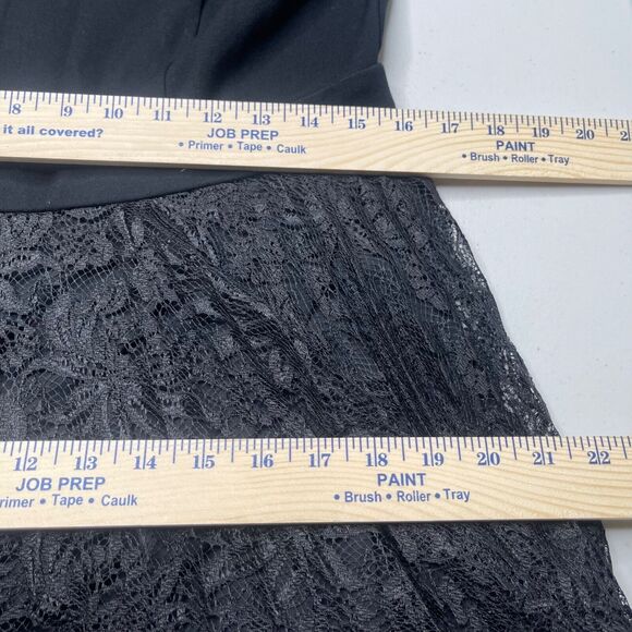 Talbots Dress Womens 10 Black Ponte 3/4 Sleeve Top Pleated Lace Skirt - Picture 7 of 15